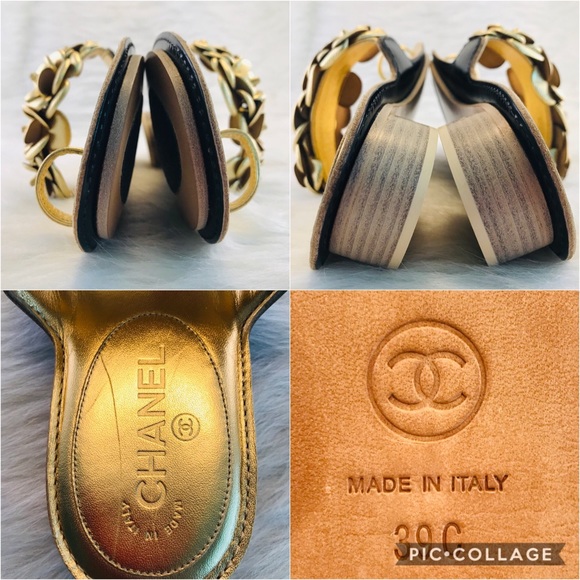 CHANEL Camellia Flower Toe Ring Thong Sandals Gold - Picture 7 of 8